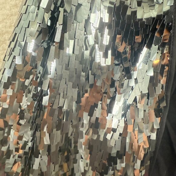 H&M SILVER GREY MIRRORED Square Sequins CABARET  GLITZY Evening Jacket Cardigan - Picture 5 of 10